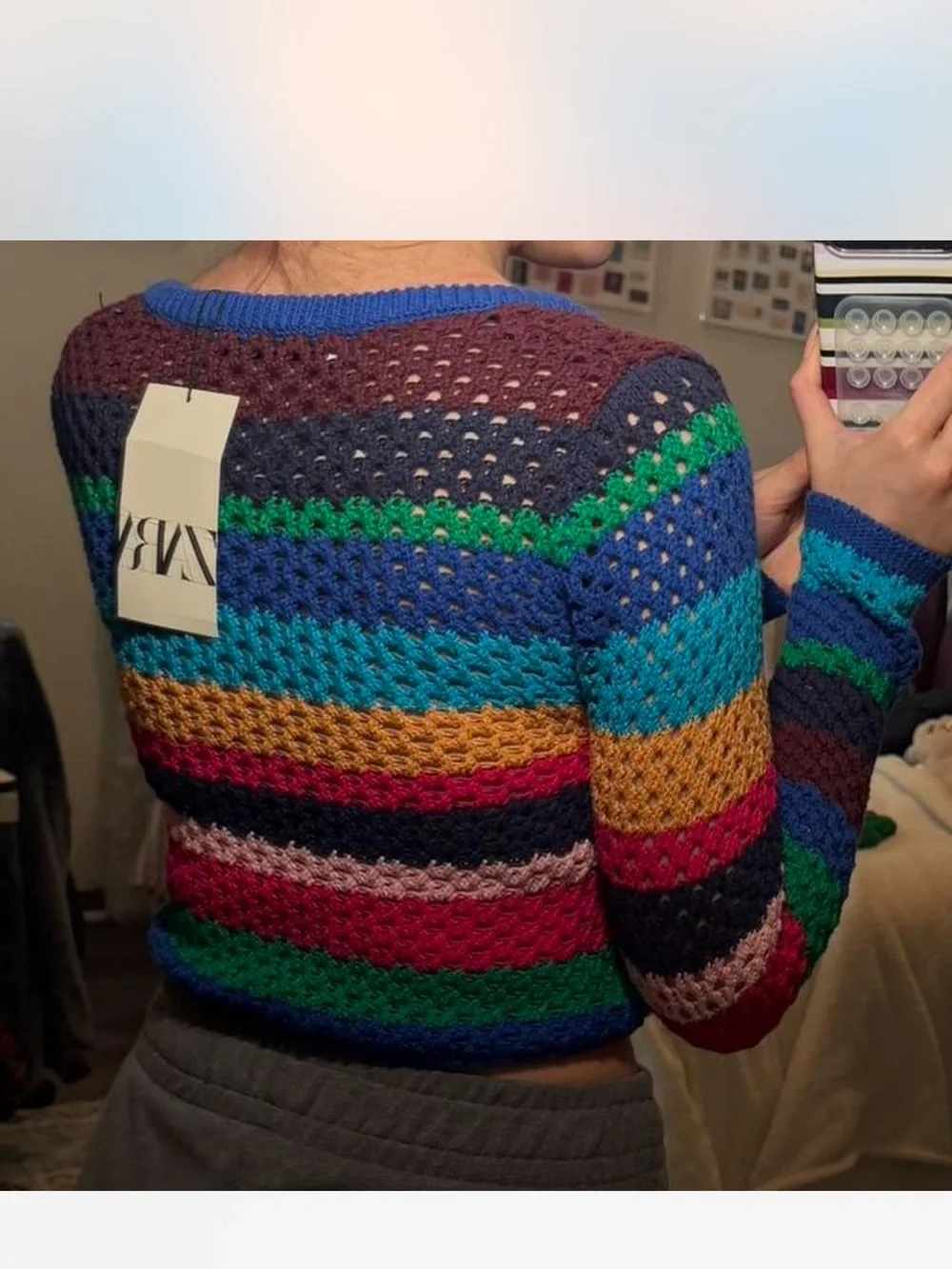 Multicolor Crochet Square Neck Top or swimsuit Cover-Up